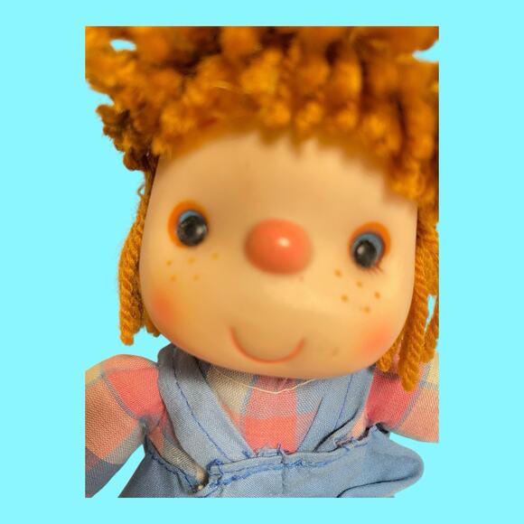 Vtg House of Lloyd Small Lollipop Doll Orange Yarn Hair Boy 8” Overalls Label - Picture 6 of 9